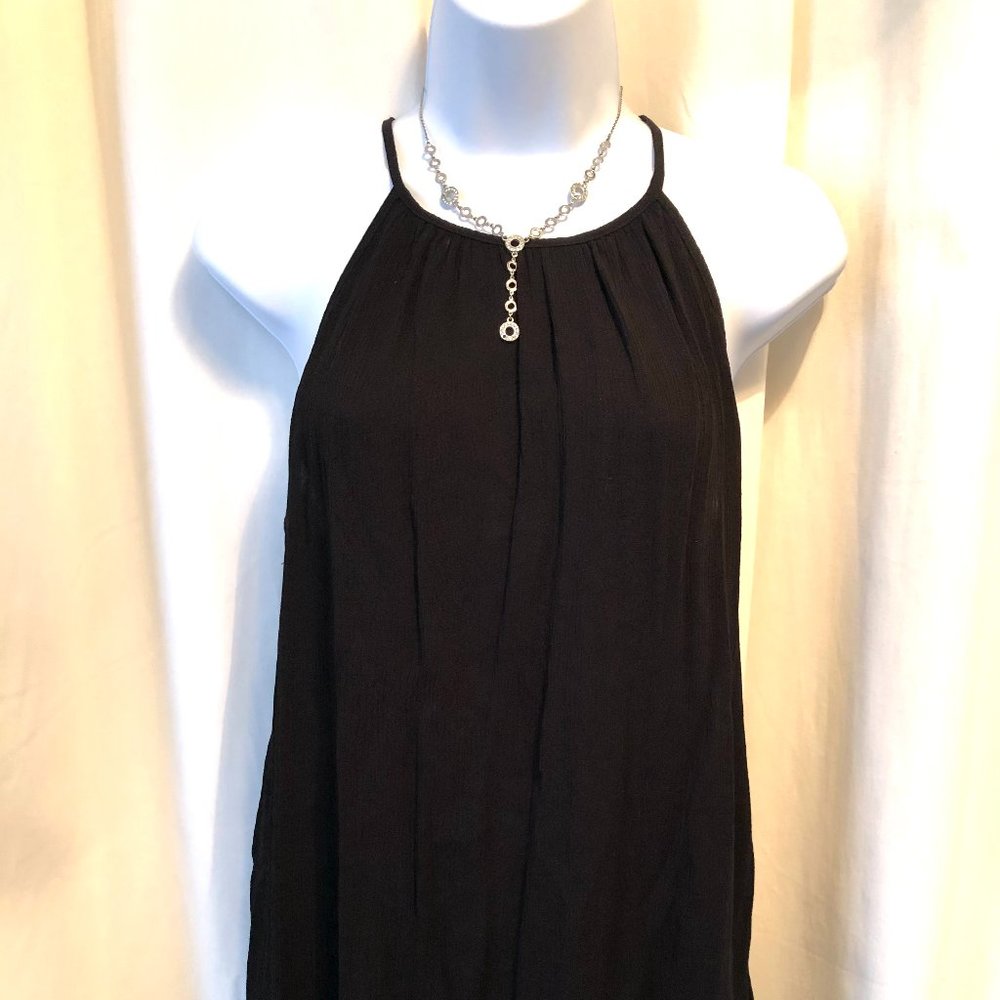 Flowy High Neck Black Tank
